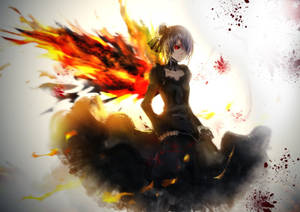 Touka Kirishima Fire Anime Wallpaper