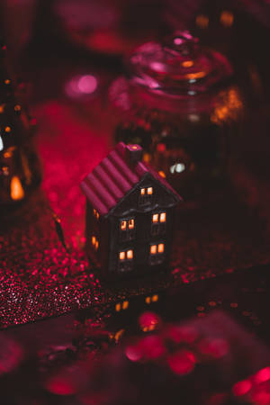Toy House Red Christmas Lights Wallpaper