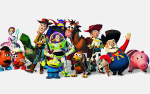 Toy Story 2 Full Cast White Background Wallpaper