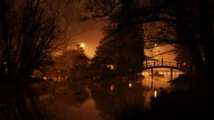 Traditional Japanese Architecture Standing Proudly Under The Dark Night Sky Wallpaper