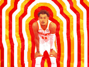 Trae Young Red And Yellow Retro Wallpaper