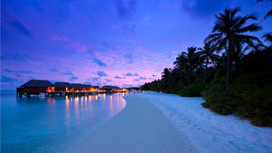 Tranquil Night At Conrad Maldives Rangali Island Beach Wallpaper