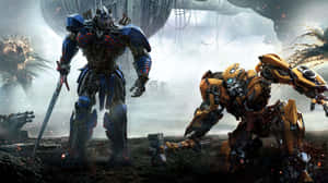 Transformers Bumblebee Battling Megatron Wallpaper