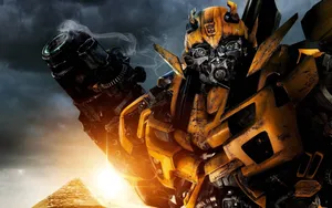 Transformers Bumblebee With A Pyramid Wallpaper