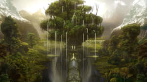 Tree Of Life With Waterfalls Wallpaper