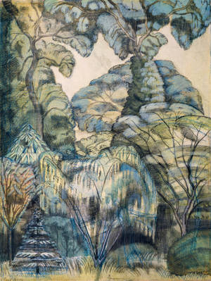 Trees In Bird Garden Painting By Paul Nash Wallpaper