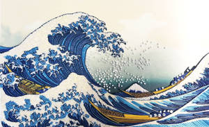 Trendy Japanese Waves Art Wallpaper