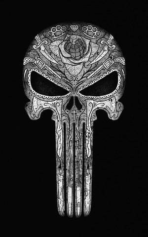 Tribal Design In A Punisher Skull Wallpaper