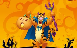 Trick Or Treat Tigger Cute Disney Halloween Wallpaper