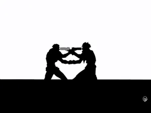 Trigun Shadow Gun Standoff Wallpaper