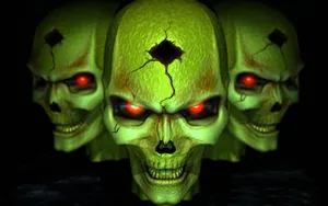 Triplet Skulls Horror3 D Wallpaper