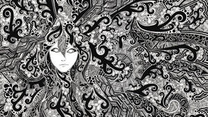 Trippy Face Black White Wallpaper