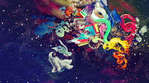 Trippy Galaxy With Radom Objects Wallpaper