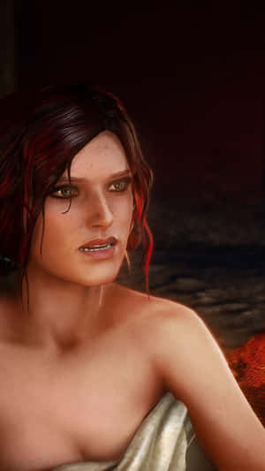 Triss Merigold Introspective Moment Wallpaper