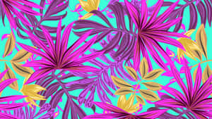 Tropical Aesthetic Pink Leaves Wallpaper