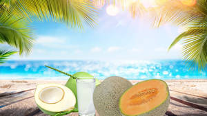 Tropical Coconuts And Melons Wallpaper