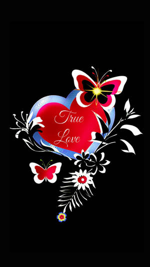 True Love Butterfly And Heart Wallpaper