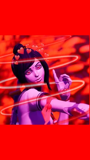 Tsuki Fortnite Red Hearts Wallpaper