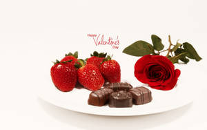 Tumblr Valentines Day Strawberries, Chocolates, And Rose Wallpaper