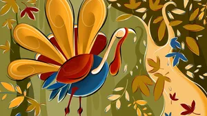 Turkey Happy Thanksgiving Painting Wallpaper