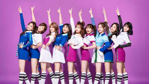 Twice 4k Pointing Up Photo Wallpaper