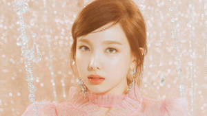 Twice Nayeon In Pink Ruffle Dress Wallpaper