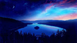 Twilight Lake Silhouette Wallpaper