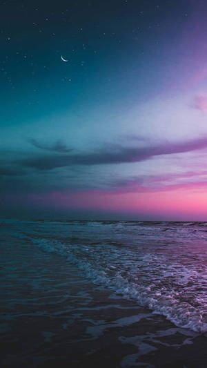 Twilight Moon Beach Night Wallpaper