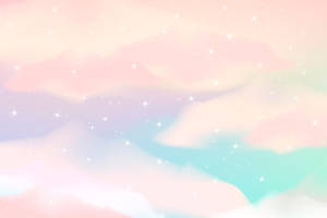 Twinkling Clouds Pastel Background Wallpaper