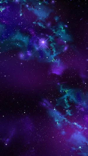 Twinkling Purple Star In Galaxy Background Wallpaper