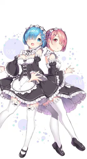 Two Anime Girls In Maid Costumes Wallpaper