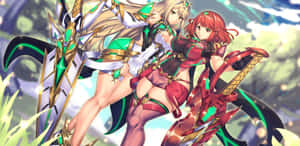 Two Anime Girls With Swords And Armor Wallpaper