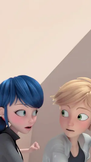 Two Cartoon Characters Are Looking At Each Other Wallpaper