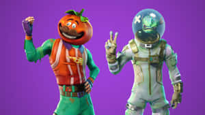 Two Characters In Space Suits With A Pumpkin Wallpaper