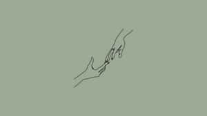 Two Hands Reaching Out Sage Green Laptop Wallpaper