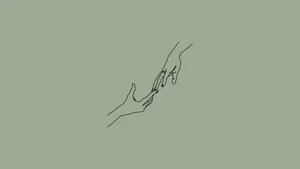 Two Hands Reaching Out Sage Green Laptop Wallpaper