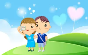 Two Hearts Entwined In A Cartoon Love Wallpaper