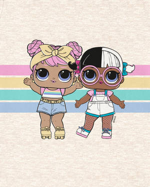 Two Little Girls Wearing Glasses And A Rainbow Striped Shirt Wallpaper