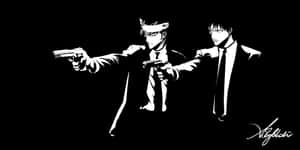 Two Men In Suits Holding Guns Wallpaper