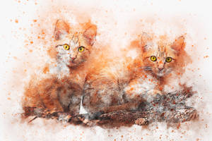 Two Pet Cats Painting Wallpaper