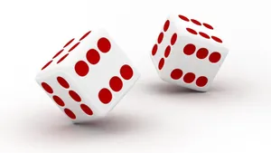 Two Red Dice Tossed White Background Wallpaper