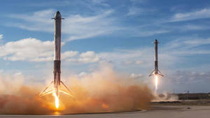 Two Spacex Rockets Wallpaper