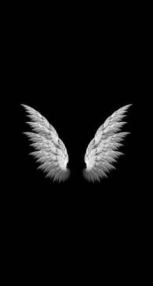 Two White Angel Wings On A Black Background Wallpaper