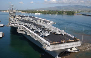 U S Navy Carrier Full Of Planes Wallpaper