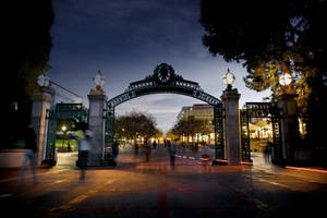 Ucb Sather Gate At Night Wallpaper