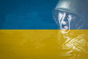 Ukraine Flag With Soldier Wallpaper