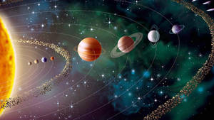 Ultra Hd Solar System And Asteroid Belts Laptop Wallpaper