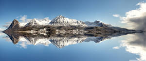 Ultrawide Snowy Mountain Reflection Wallpaper
