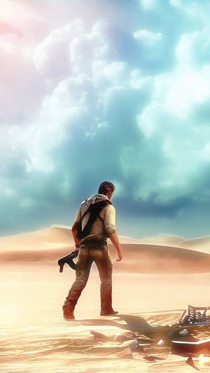 Uncharted Nathan Drake In Desert Wallpaper
