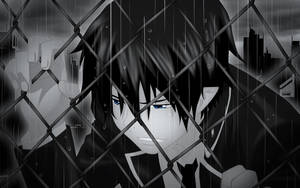 Under Rain Anime Boy Sad Aesthetic Wallpaper